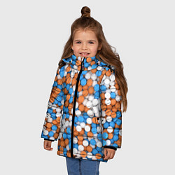 Куртка зимняя для девочки Глянцевые Разноцветные Шарики, цвет: 3D-светло-серый — фото 2