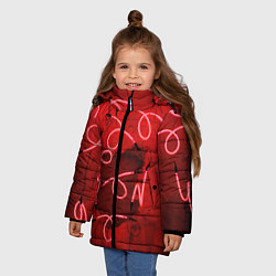 Куртка зимняя для девочки Неоновые закрученные фонари - Красный, цвет: 3D-светло-серый — фото 2