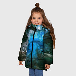 Куртка зимняя для девочки Неоновые краски - Синий, цвет: 3D-светло-серый — фото 2