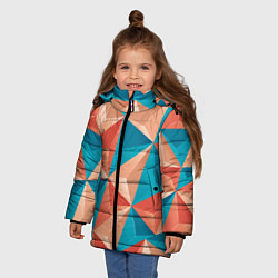 Куртка зимняя для девочки Розово-бирюзовая полигональ, цвет: 3D-светло-серый — фото 2