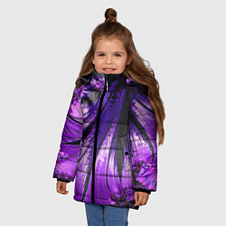 Куртка зимняя для девочки Неоновый фрактал черный с фиолетовым Абстракция, цвет: 3D-светло-серый — фото 2