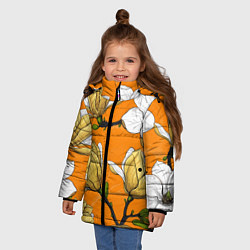 Куртка зимняя для девочки Удивительные летние тропические цветы с нераскрывш, цвет: 3D-черный — фото 2