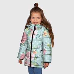 Куртка зимняя для девочки Романтические розы, цвет: 3D-светло-серый — фото 2