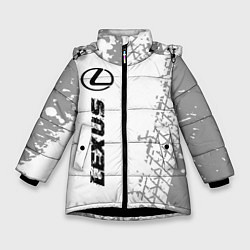 Зимняя куртка для девочки Lexus Speed на светлом фоне со следами шин