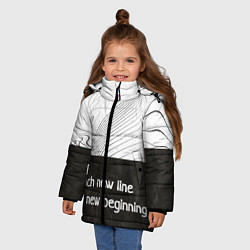 Куртка зимняя для девочки Линии жизни Life lines, цвет: 3D-черный — фото 2
