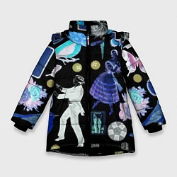Куртка зимняя для девочки Underground pattern Fashion 2077, цвет: 3D-черный