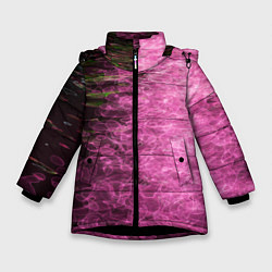 Куртка зимняя для девочки Неоновые волны на воде - Розовый, цвет: 3D-черный