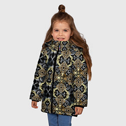 Куртка зимняя для девочки BLACK AND GOLD узоры, цвет: 3D-светло-серый — фото 2