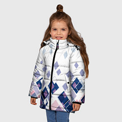 Куртка зимняя для девочки Геометрический узор в бело-синий тонах, цвет: 3D-светло-серый — фото 2