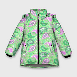 Куртка зимняя для девочки Turkish cucumber green background, цвет: 3D-светло-серый