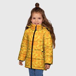 Куртка зимняя для девочки Желтый абстрактный летний орнамент, цвет: 3D-светло-серый — фото 2
