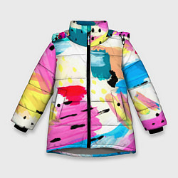 Куртка зимняя для девочки Всплески красок Лето, цвет: 3D-светло-серый