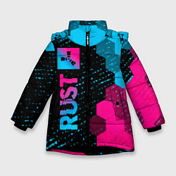Куртка зимняя для девочки Rust Neon Gradient, цвет: 3D-черный