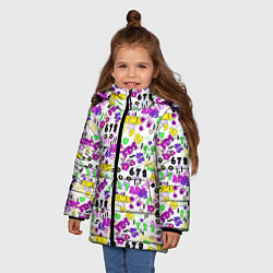 Куртка зимняя для девочки Разноцветные цифры и алфавит school, цвет: 3D-светло-серый — фото 2
