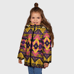 Куртка зимняя для девочки Африканский узор орнамент из шерсти Africa Wool Pa, цвет: 3D-красный — фото 2