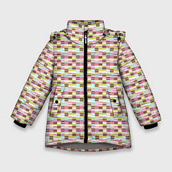 Куртка зимняя для девочки Паттерн Кирпичики, цвет: 3D-светло-серый