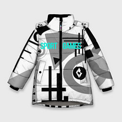 Куртка зимняя для девочки SPORT GAMES черно-белый абстрактный узор, цвет: 3D-светло-серый