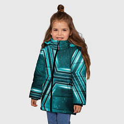 Куртка зимняя для девочки Космические соты, цвет: 3D-светло-серый — фото 2