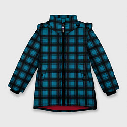 Куртка зимняя для девочки Black and blue plaid, цвет: 3D-красный