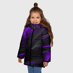 Куртка зимняя для девочки Geometry Черный и фиолетовый, цвет: 3D-светло-серый — фото 2