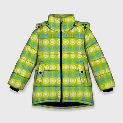 Зимняя куртка для девочки Зеленые и белые кружки