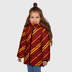 Куртка зимняя для девочки Золотые полосы, цвет: 3D-красный — фото 2
