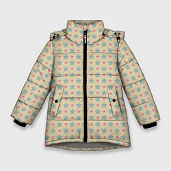 Куртка зимняя для девочки Бежевые звездочки, цвет: 3D-светло-серый
