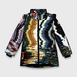 Куртка зимняя для девочки Glitch pattern - fashion trend, цвет: 3D-черный