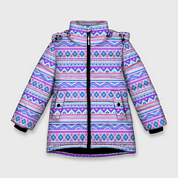 Куртка зимняя для девочки Геометрические узоры из линий, цвет: 3D-черный