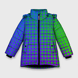 Куртка зимняя для девочки Blue Green gradient, цвет: 3D-черный
