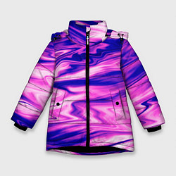 Куртка зимняя для девочки Розово-фиолетовый мраморный узор, цвет: 3D-черный
