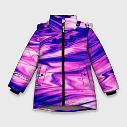 Зимняя куртка для девочки Розово-фиолетовый мраморный узор