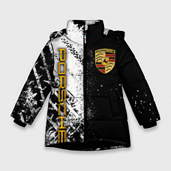 Куртка зимняя для девочки PORCHE - ЧЕРНО БЕЛЫЙ, цвет: 3D-черный