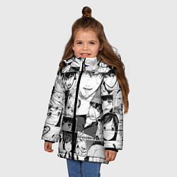 Куртка зимняя для девочки Игра Дарвина паттерн, цвет: 3D-черный — фото 2