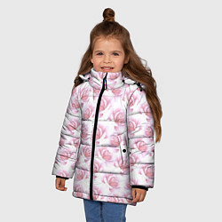 Куртка зимняя для девочки Нежные розы - паттерн, цвет: 3D-светло-серый — фото 2