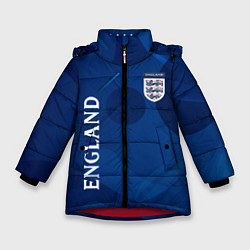 Зимняя куртка для девочки Сборная Англии Синяя Абстракция