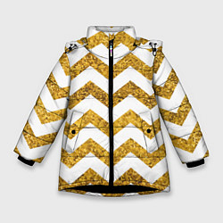 Куртка зимняя для девочки Зигзаг паттерн - геометрия, цвет: 3D-черный