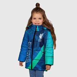 Куртка зимняя для девочки Ливерпуль Синяя абстракция, цвет: 3D-светло-серый — фото 2