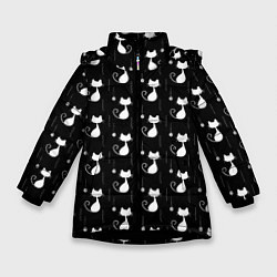 Зимняя куртка для девочки Чёрные Коты С Клубками Шерсти