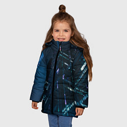 Куртка зимняя для девочки Неоновые ночные вышки в городе, цвет: 3D-светло-серый — фото 2