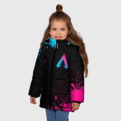 Куртка зимняя для девочки Apex Legends - neon gradient: символ и надпись вер, цвет: 3D-черный — фото 2