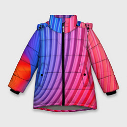 Куртка зимняя для девочки Оптическая иллюзия с линиями, цвет: 3D-светло-серый