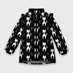 Куртка зимняя для девочки Кошка С Бабочкой Вид Сзади, цвет: 3D-светло-серый