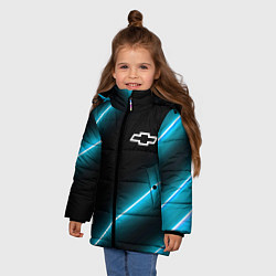 Куртка зимняя для девочки Chevrolet неоновые лампы, цвет: 3D-черный — фото 2