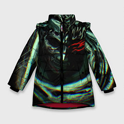 Куртка зимняя для девочки Берсерк Гатс В Плаще, цвет: 3D-красный
