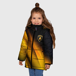 Куртка зимняя для девочки Ламборгини - желтая абстракция, цвет: 3D-светло-серый — фото 2