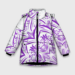 Куртка зимняя для девочки Бесконечность мандал, цвет: 3D-черный