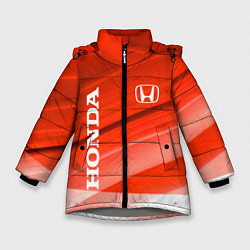 Зимняя куртка для девочки Хонда - Красно-белая абстракция