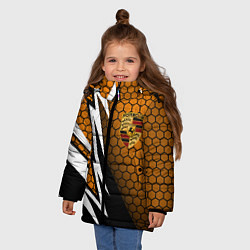 Куртка зимняя для девочки Порше - Кибер-броня, цвет: 3D-светло-серый — фото 2