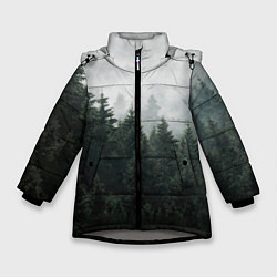 Куртка зимняя для девочки Туманный хвойный лес, цвет: 3D-светло-серый